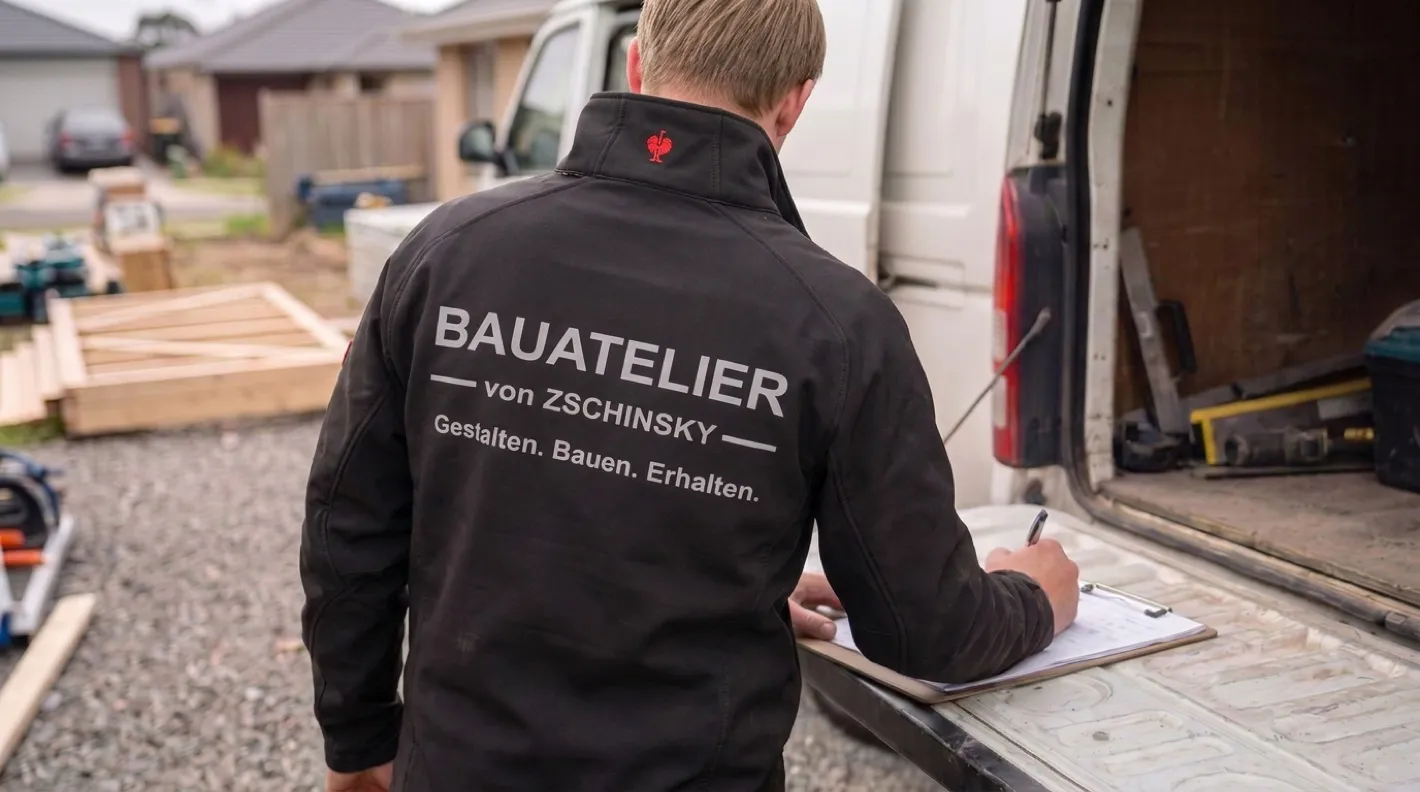 Handschriftliches, nachvollziehbares Angebot wird auf der Baustelle notiert